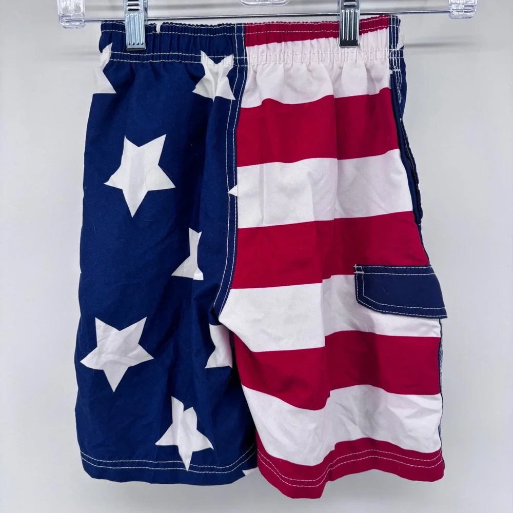 Boys Patriotic Swim Trunks American Flag Stars Stripes Swimwear Swimsuit‎
